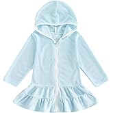Mubineo Toddler Girl Long Sleeve Swimsuit Beach Dress Cute Cover Ups Ruffle Bathing Suit Cover Up Kimono Kids Swimwear