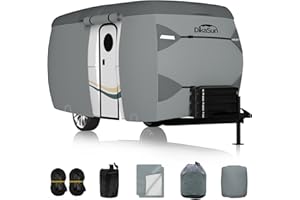 DIKASUN Travel Trailer Cover, 7 Layers Fiberglass Camper RV Cover (Fits 11' - 13' Trailers), Tear Resistant Waterproof Motohome Trailer Cover