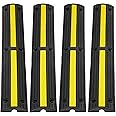 VEVOR 3.28 ft Cable Protector Ramp, 4 Pack of 1 Channel, 18000 lbs/axle Capacity Heavy Duty Rubber Speed Bumps, Floor Cord Cable Protector Wire Cover, for Residential Areas, Private Garages, Gardens