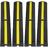 VEVOR 3.28 ft Cable Protector Ramp, 4 Pack of 1 Channel, 18000 lbs/axle Capacity Heavy Duty Rubber Speed Bumps, Floor Cord Ca