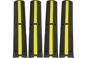 VEVOR 3.28 ft Cable Protector Ramp, 4 Pack of 1 Channel, 18000 lbs/axle Capacity Heavy Duty Rubber Speed Bumps, Floor Cord Ca