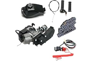 MOCHAG 49CC 2 Stroke Gas Powered Engine Motor Kit, Single Cylinder Mini Motor Air Cooled Recoil Pull Start Bicycle Engine w/14 Teeth Sprocket, Motorcycle Engine for Pocket Bike Mini Dirt Bike ATV Scooter
