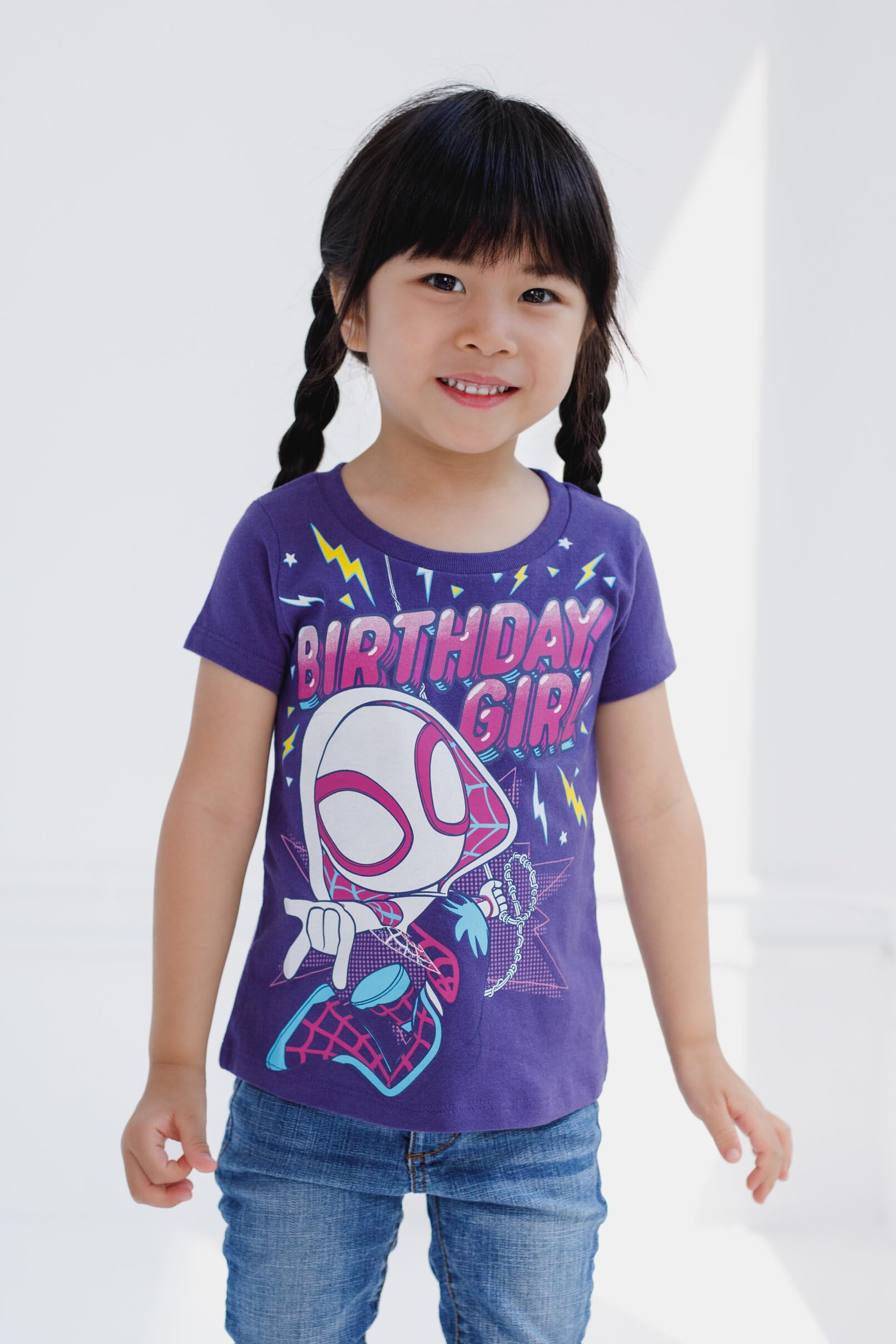Marvel Spider-Man Spider-Gwen Girls Drop Shoulder T-Shirt