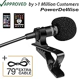 Professional Grade Lavalier Lapel Microphone ­ Omnidirectional Mic with Easy Clip On System ­ Perfect for Recording Youtube/Interview/Video Conference/Podcast/Voice Dictation/iPhone/ASMR