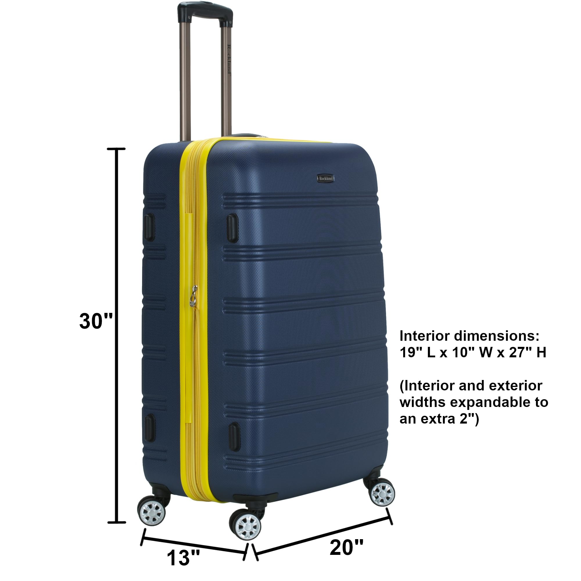 Rockland Melbourne Hardside Expandable Luggage with Spinner Wheels, Pink, Checked Large 28