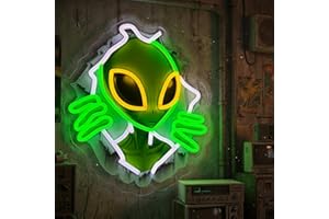 Alien Neon Light, Dimmable Green Alien LED Wall Sign for Gaming Rooms, Kids Bedrooms, Party Bars, Cool Sci-Fi Decor and Uniqu