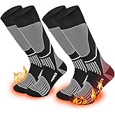 COOPLUS 2 Pairs Ski Socks for Men Women, Compression Knee High Sock for Skiing Snowboarding Hiking Outdoor Sport Cold Weather
