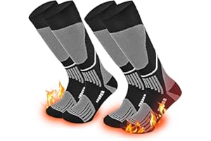 COOPLUS 2 Pairs Ski Socks for Men Women, Compression Knee High Sock for Skiing Snowboarding Hiking Outdoor Sport Cold Weather