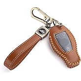 for Mercedes Benz Key Fob Cover with Keychain, Leather Car Key Case Full Protector Fit for AMG C E M S CLS CLA GLK GLA GLC GLE Smart Key, Brown