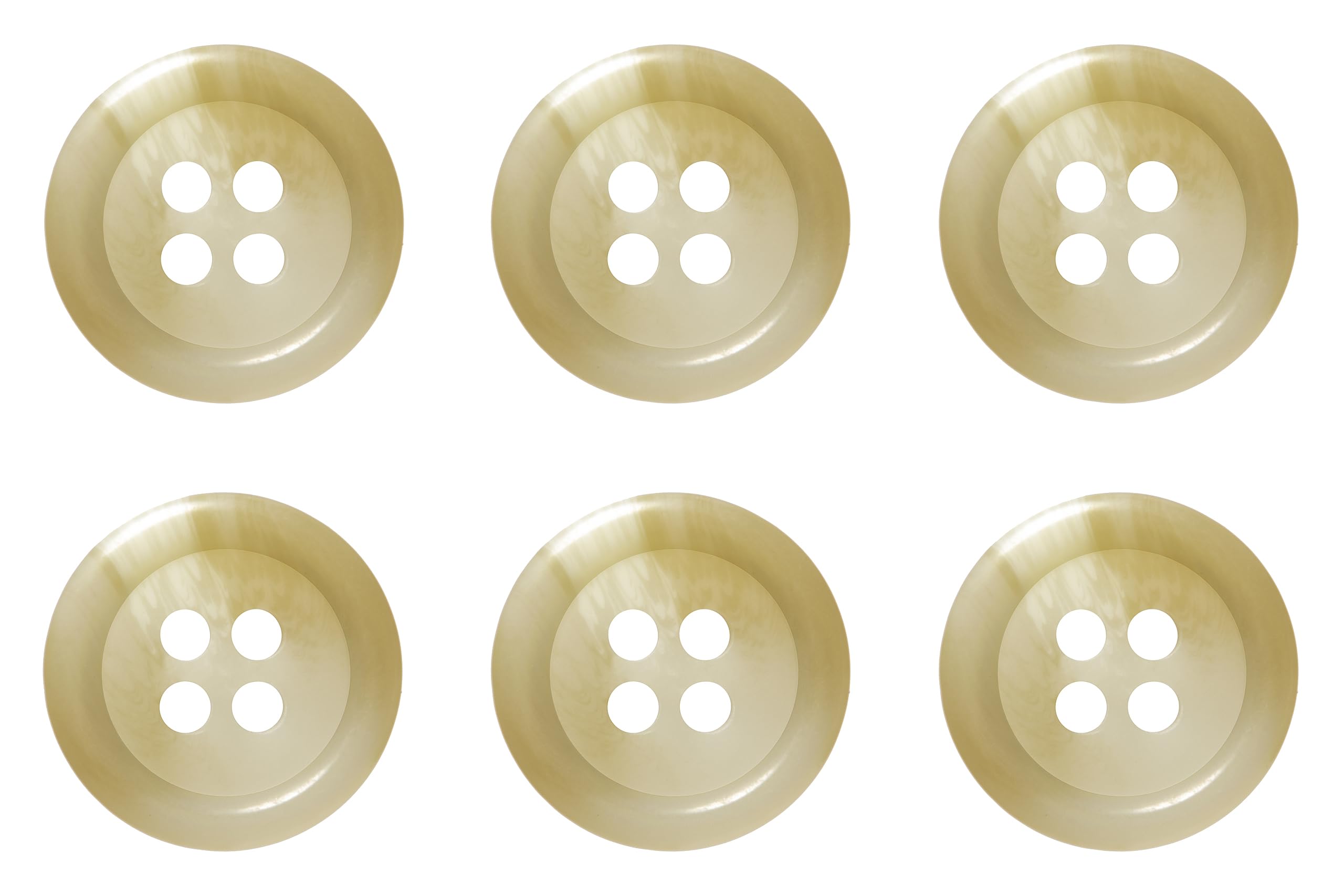 Pack of 6 Cream 15mm Round Faux Horn Sew On Plastic Buttons for Skirts Trousers Suits Shorts Flat 4 Holes 24L