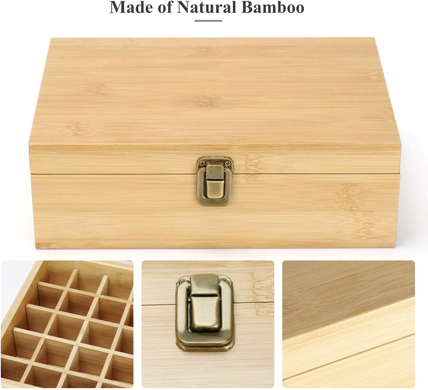VolksRose Essential Oil Box Organizer, Premium Multi-Tray Essential Oils Storage Container Holds 35 Bottles, Natural Bamboo Aromatherapy Holder Carrying Case (5mL - 20mL) #ob13