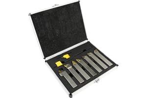 MABUARN 5/8" Shank Nickel Plated Turning Holders 7 Sets CNC Lathe Turning Tool Holders with Indexable Carbide Inserts for Turning Grooving Cutting Threading