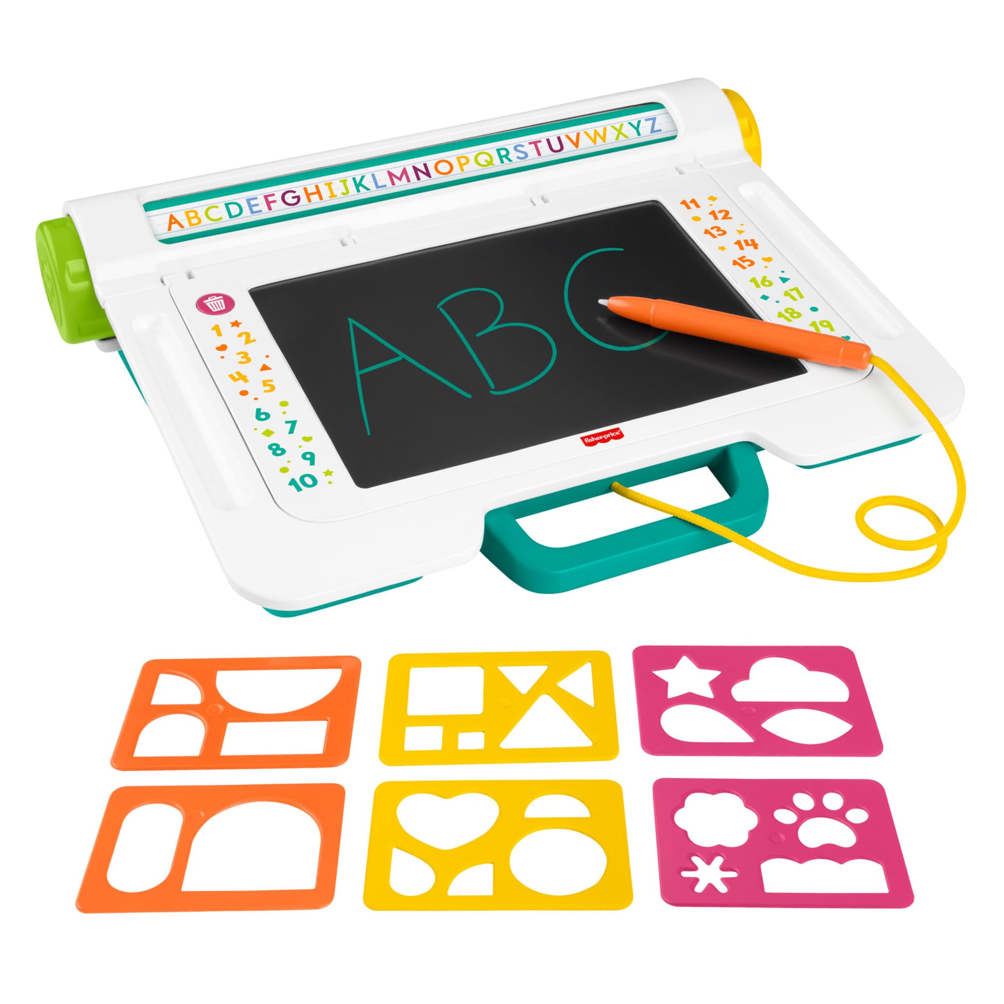 Fisher-Price Preschool Toy Learn & Doodle Desk Mess-Free Writing & Drawing Tablet with LCD Screen for Travel Creative Play Kids Ages 3+ Years, JDL70