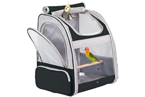ORIZZP Bird Backpack Carrier with Stand Perch, Bird Travel Backpack for Hiking, Airline Approved Green Bird Backpack