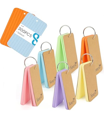 Cue Cards 500 Colored Index Cards 3x5 Inch With Rings & Markers - Colorful Flashcards For Studying, Notes & Memory Revision Cards