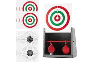 GearOZ BB Gun Target Trap with Catch Box & 20 PCS Shooting Paper, Airsoft & Pellet Gun Shooting Catcher, with Spinning Metal Silhouettes Targets, for Backyard, Indoor - Small Size