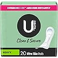 U by Kotex Ultra Thin Pads, Clean & Secure, Heavy Absorbency, 20 Count (Packaging May Vary)