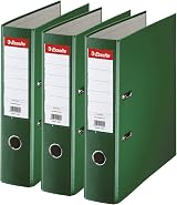 Esselte A4 Lever Arch Files Green 3 File Folders 624293 75 mm back