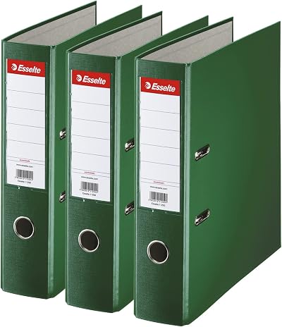 Esselte A4 Lever Arch Files Green 3 File Folders 624293 75 mm back