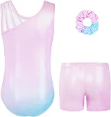 Gogokids Girls Three-Piece Gymnastics Set Leotard Shorts Hairband Sparkling view 2