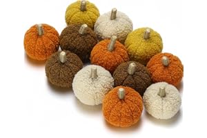 Soulchen 12 Pcs Small Thanksgiving Plush Foam Pumpkins Plush Mini Pumpkins Fall Harvest Decor for Autumn Table Centerpiece Farmhouse Halloween Thanksgiving Mantel Decor