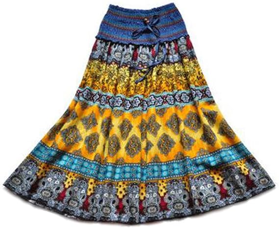 Amazon ボヘミアン風マキシスカ トorチュ ブトップワンピ 2way レディス 選べる８色 イエロ フリ スカート 通販