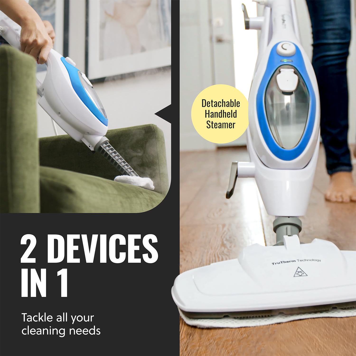 Steam Mop Cleaner 10in1 with Convenient Detachable Handheld Unit