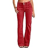 Flamingals Women's Wide Leg Pants for Women Mid Waist Dress Flare Straight Leg Corduroy Pants Work 31" Inseam Trouser