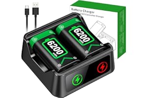 DINOSTRIKE 2X 6200mWh Battery Pack Compatible with Xbox Controller Fast Charging Rechargeable USB Charger Station for Xbox Series X|S/Xbox One Interactive Gaming Figures