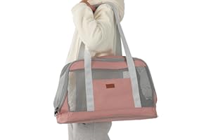 H.S.C PET PRODUCE H.S.C PET Cat Carrier Small Dog Bag Softsided Pups Tote Purse Leisure Style Traveling Go to Vet,Small Pet Outdoor Function Handbag,8lb Puppy/10 lb Cat or Kitties (Small, Pink)