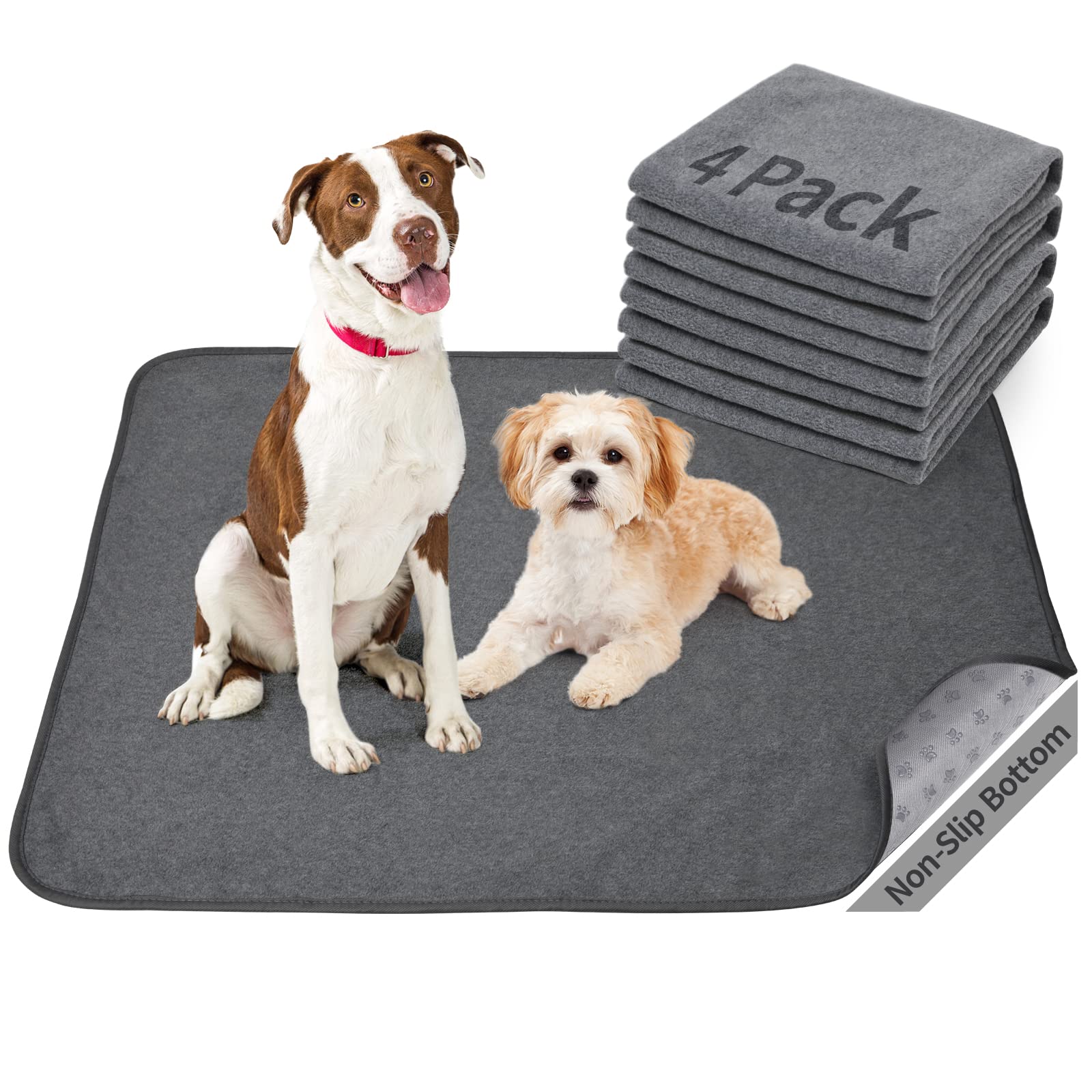 Photo 1 of Washable Pee Pads for Dogs, 24x36 4 Pack Reusable Whelping Pads, Absorb Dog Mats Non-Slip Puppy Training Pads for Whelping, Potty, Training, Playpen, Crate