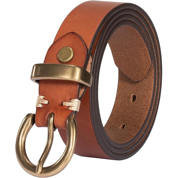 wolksprong Womens Belts for Jeans 1.1" Width Ladies Belts for Dresses Full  Grain Leather Gold Buckle Belt Gift Box at Amazon Women's Clothing store