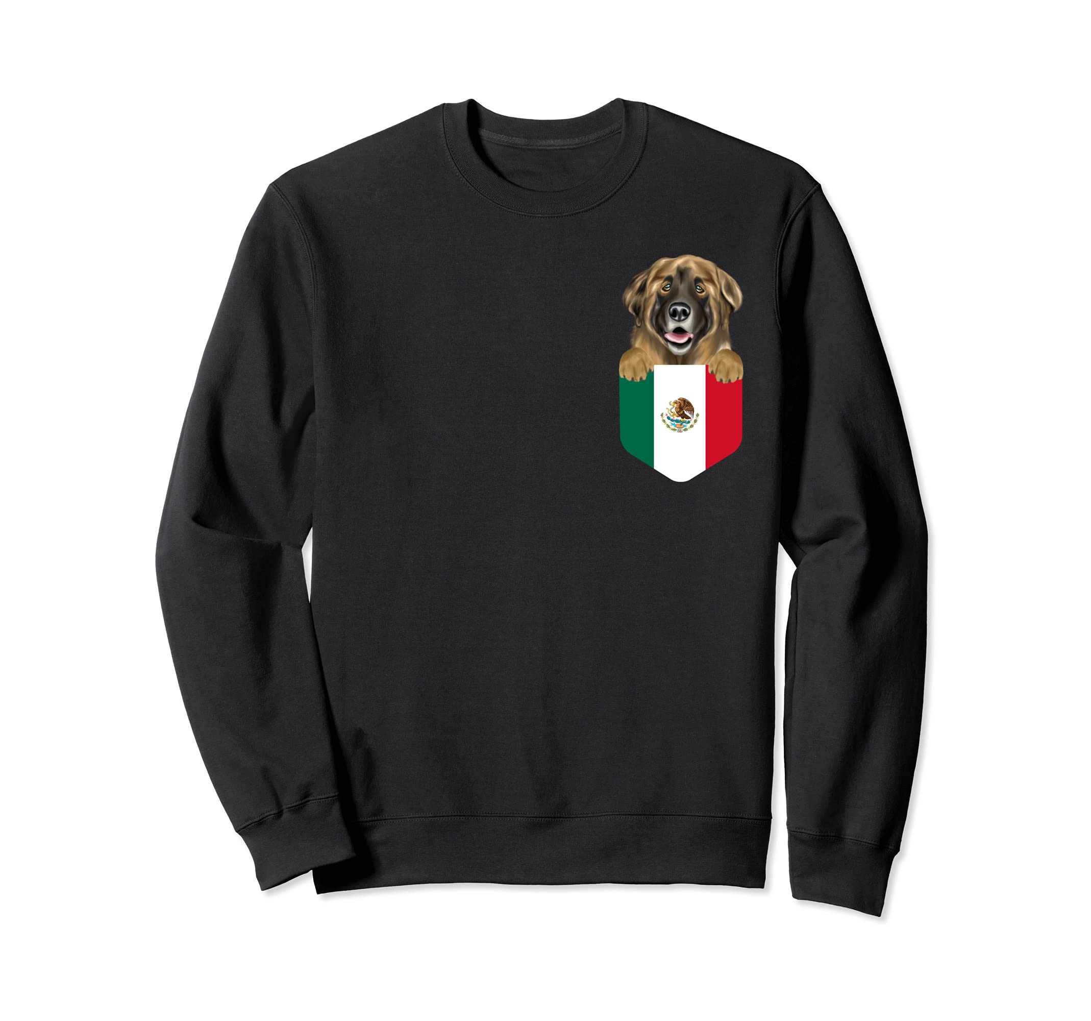 Mexico Flag Leonberger Dog In Pocket Sweatshirt