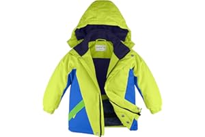 YINGJIELIDE Boy's Waterproof Ski Jacket,Kids Outdoor Snowboarding windproof Jacket,Fleece Lined Hooded,Warm Winter Snow Coat