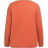 WDIRARA Women's V Neck Long Sleeve Sweater Pullover Loose Knitted Tops