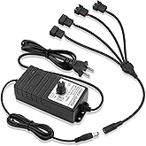 Wathai 36W 12V PC Fan Speed Controller Adjustable Power Supply 4 Port Speed Controller with 3Pin 4Pin Fan Splitter, 110V-240V
