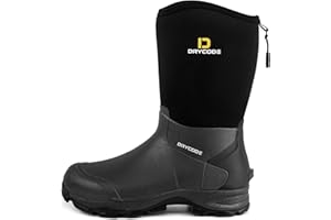 D DRYCODE Rubber Boots for Men, 5.5mm Neoprene Mid Calf Rain Boots, Waterproof Hunting Boots(Black & Brown & Camo, Size 6-14)