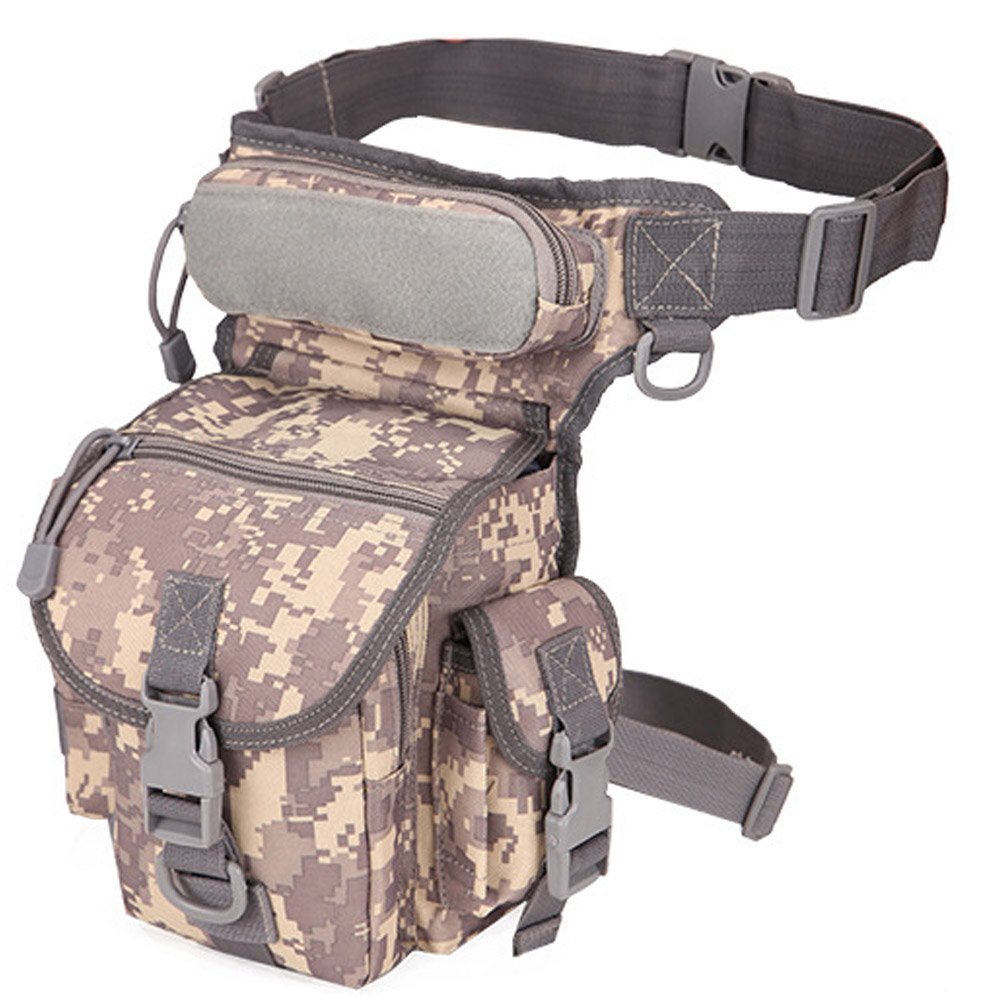 Rullar Multi-Purpose Hiking Waist Fanny Pack Tactical Military Drop Leg Bag Running Backpack Outdoors Camping Motorcycle Bike Cycling Pouch Shoulder Bag ACU Digital