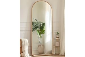 ANTOK Full Length Mirror, 58"x18" Floor Mirror, Floor Standing Mirror Freestanding Arch Full Body Mirror with Stand for Bedroom, Hanging Mounted Mirror for Living Room Cloakroom, Gold