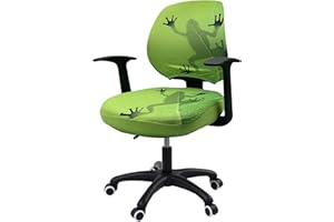 YOXEULL Office Chair Cover Computer Desk Chair Covers Stretchable Anti-Dust Universal Split Rotating Swivel Chair Slipcover Protector 2 Piece, Green Frog, Office Gift for Women Men