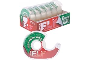 Little ELF Gift Wrap Tape, 6 Rolls, 3/4 x 650 Inches, Clear, Transparent Tape for Wrapping Paper, Christmas, Holiday