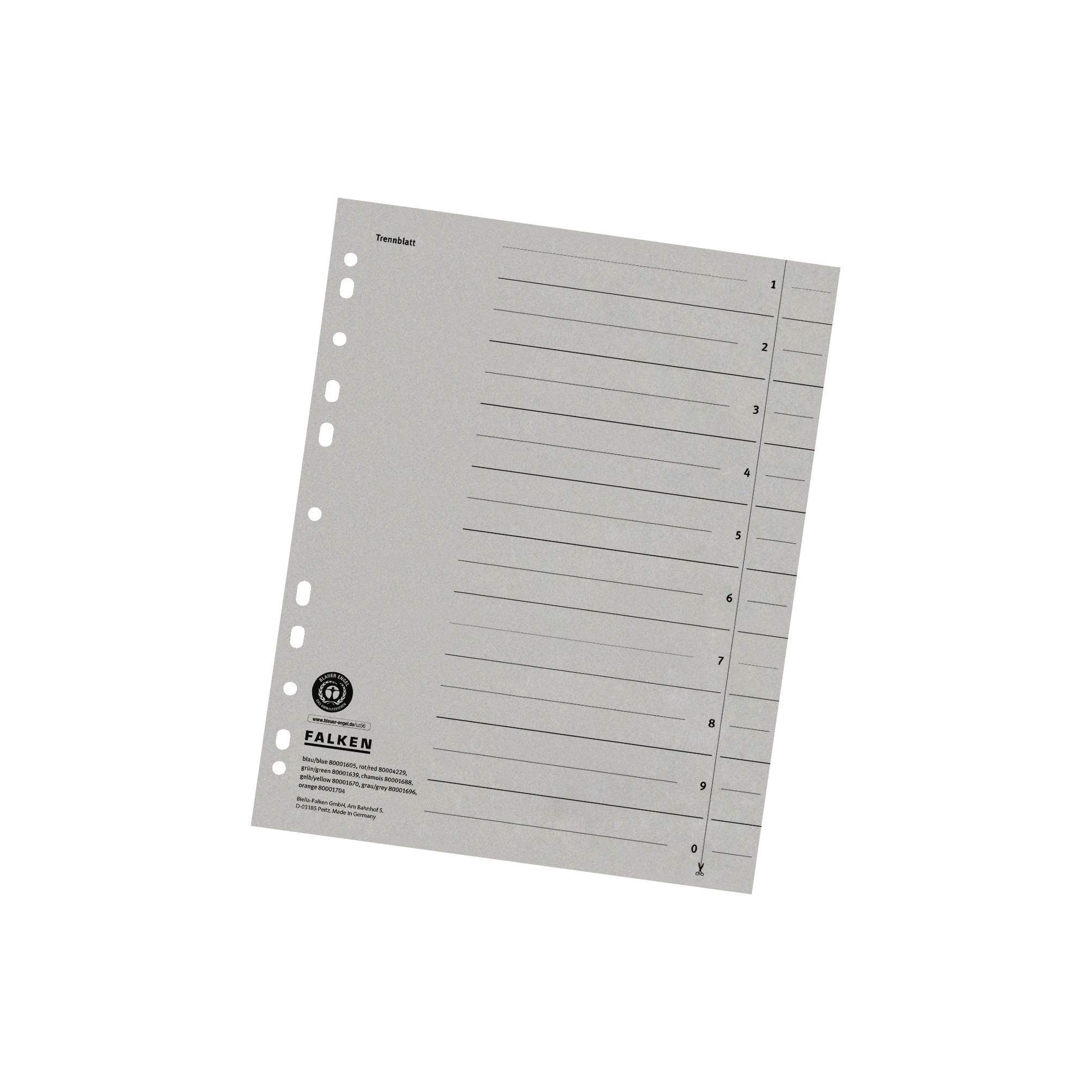 Original Falken 100 pack of dividers. Made in Germany. Made of recycled cardboard for DIN A4 grey dividers dividers folders index calendars Blue Angel