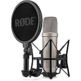 Rode NT1 5th Generation Condenser Microphone with SM6 Shockmount and Pop Filter,Silver