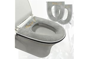 MuuXii 2 Pieces Toilet Seat Cover Pad, Warmer Soft Thicker Velvet Toilet Seat Cover Cushion with Zipper Handle for Bathroom O