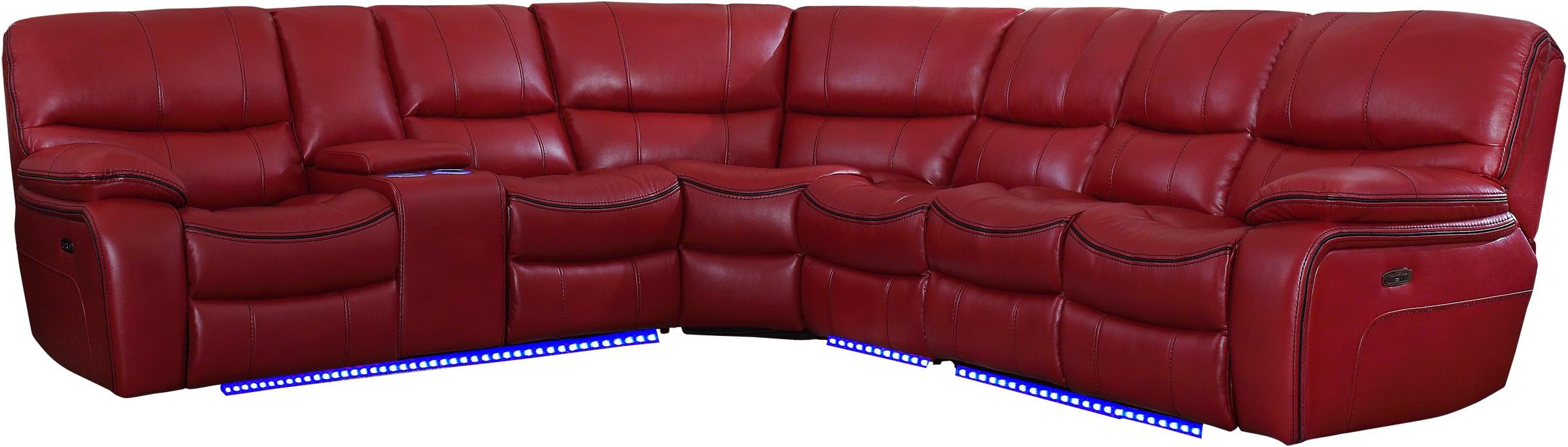 Homelegance Pecos 105" x 117" Power Reclining Sectional with LED, Red