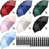 Silkfly 24 Pack Travel Folding Umbrellas Bulk Collapsible Windproof 8 Ribs Umbrellas Water Resistant Sun Protection Umbrellas for Home, Car, Travel Backpack, Men, Women and Kids, 7 Colors
