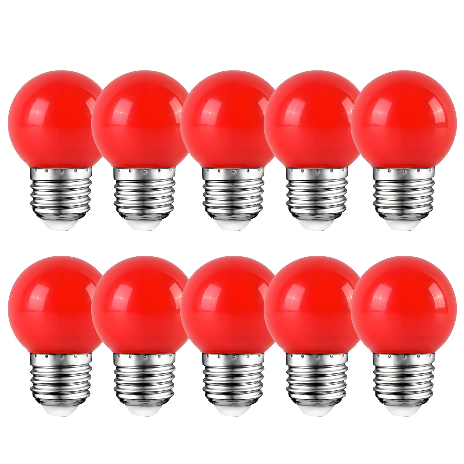 Colored Bulbs LED 2W E27 G45 Lighting Bulb for Party Lighting,Outdoor Patio Party Christmas,LED Coloured GolfBall Bulb - Red