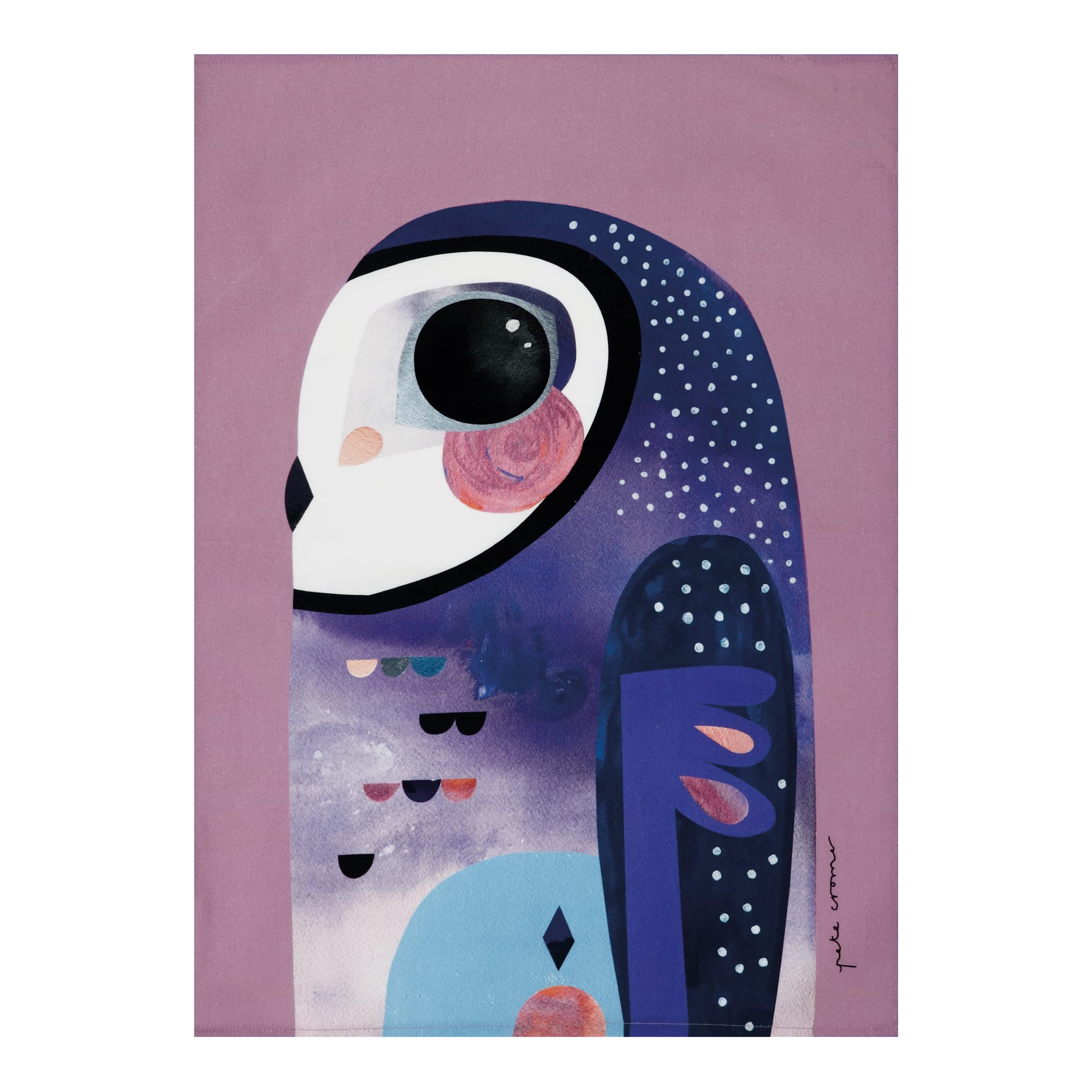 Maxwell & Williams Pete Cromer Bird Tea Towel, Owl Print, 1% Cotton, 7 x 5 cm — image 1