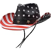 SANSTHS Cowboy Cowgirl Hats for Men Women 2 Pack Hatbands Straw Hat Wide Brim Breathable Western Hats for Lover