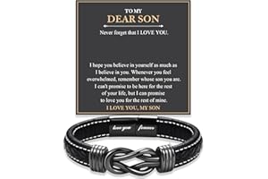 FIEEFX Love You Forever Leather Bracelet Gifts for Men Him Teen Boys, To My Brother Son Grandson Nephew Friend Dad Husband Christmas Birthday Valentines Fathers Day Graduation Back to School Gifts